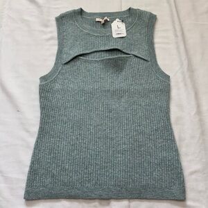 NEW Skies Are Blue Large Cut Out Sweater Tank Top in Sage Green Sleeveless Y2K